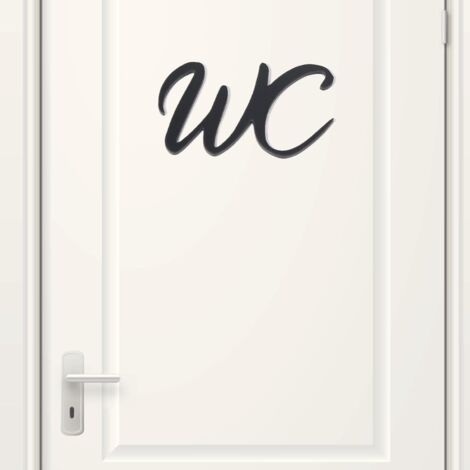Plaque de Porte Maison, Toilettes, Noir, Acrylique, Rectangulaire, WC, Toilette, Mur, Autocollant 3D