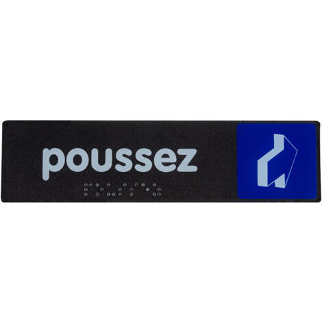Plaque de porte Poussez - Braille - 170x45mm - 4038919