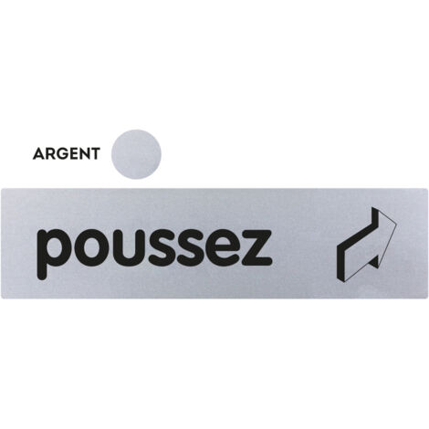 Plaque de porte Poussez (horizontal) - Classique argent 170x45mm - 4320908