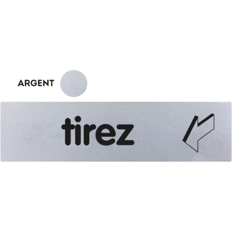 Plaque de porte Tirez (horizontale) - Classique argent 170x45mm - 4321226