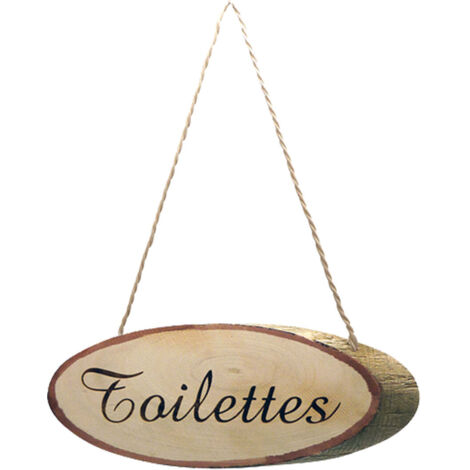 Plaque de porte toilettes en rondin de bois