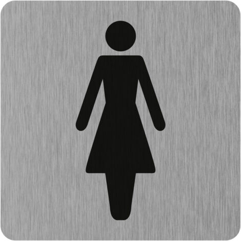 Plaque de porte Toilettes Femme - Aluminium brosse 100x100mm - 4384030