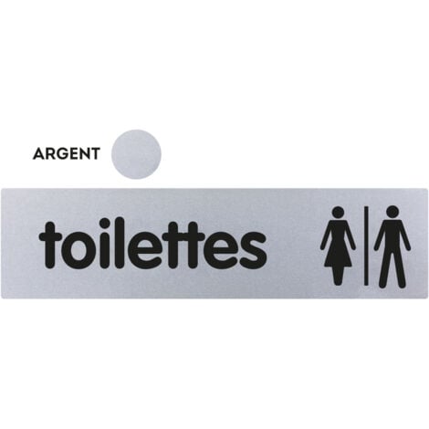 NOVAP Plaque de porte Toilettes H/F - Classique argent 170x45mm - 4321233