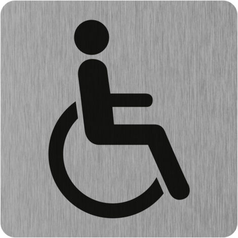 Plaque de porte Toilettes Handicapés - Aluminium brosse 100x100mm - 4384047