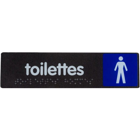 Plaque de porte Toilettes hommes - Braille - 170x45mm - 4038872