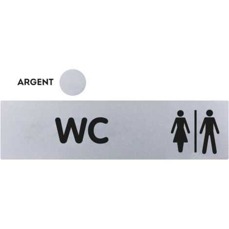 Plaque de porte WC - Classique argent 170x45mm - 4321301