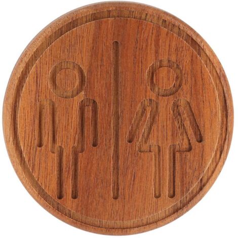 Plaque de porte wc en acacia grave modele homme femme sur sticker - acacia - Tendance