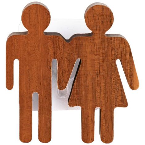 Plaque de porte wc en acacia modele homme femme sur sticker - acacia - Tendance