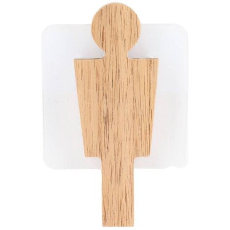 Plaque de porte wc en acacia modele homme sur sticker - naturel - Tendance