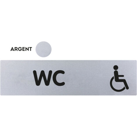 Plaque de porte WC handicapés - Classique argent 170x45mm - 4321240
