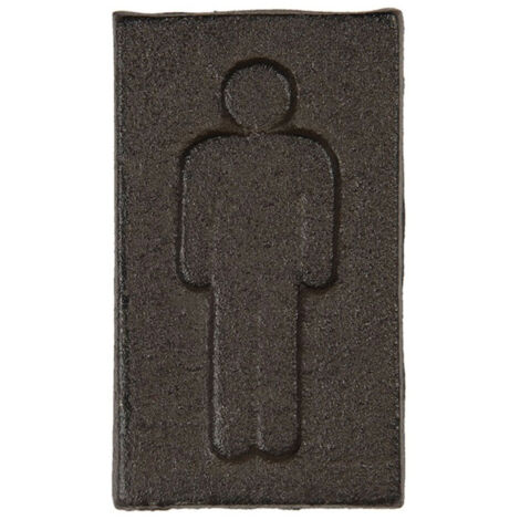 Plaque de porte WC signalétique hommes en métal marron 6x11cm