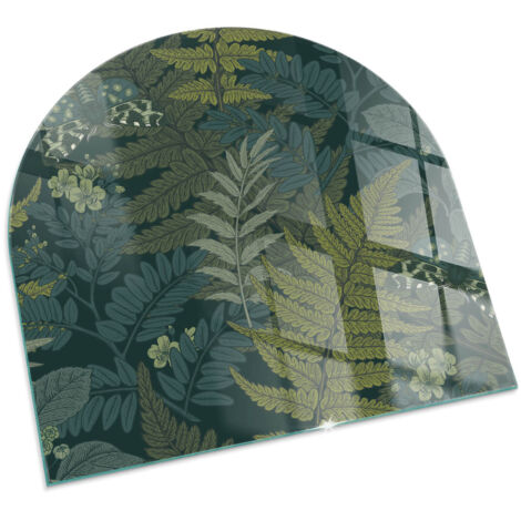 Plaque de protection Carrée en verre trempé de sol décorative imprimée sous cheminée Motifs végétaux avec papillons 100x100 cm