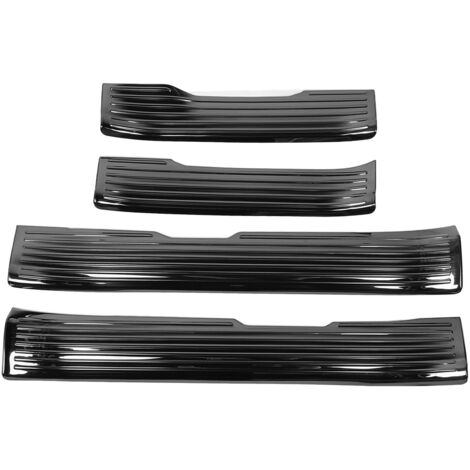 Plaque de protection de seuil de porte, garniture de protection en acier inoxydable poli auto-adhésif pour Tacoma 2024 noir brossé 4 pièces
