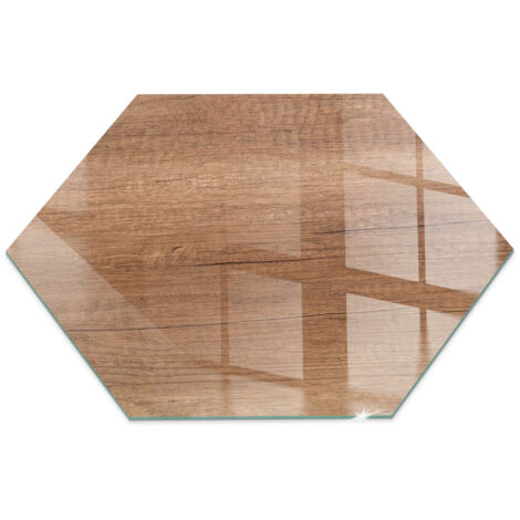 Plaque de protection de sol en verre trempé pour cheminée ou poêle à bois pare-feu contre les étincelles Motif bois naturel h40 cm