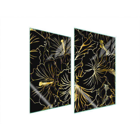 PLAQUE DE PROTECTION EN VERRE POUR CUISINE 2x35x52 FLEURS