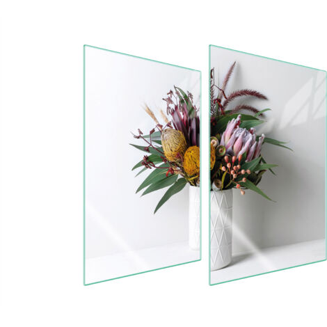 PLAQUE DE PROTECTION EN VERRE POUR CUISINE 2x35x52 FLEURS