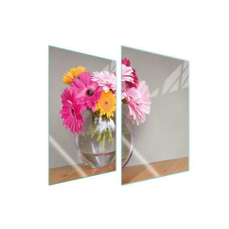 PLAQUE DE PROTECTION EN VERRE POUR CUISINE 2x35x52 FLEURS