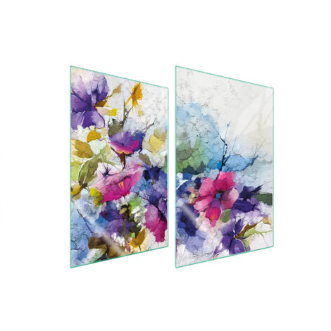 PLAQUE DE PROTECTION EN VERRE POUR CUISINE 2x35x52 FLEURS