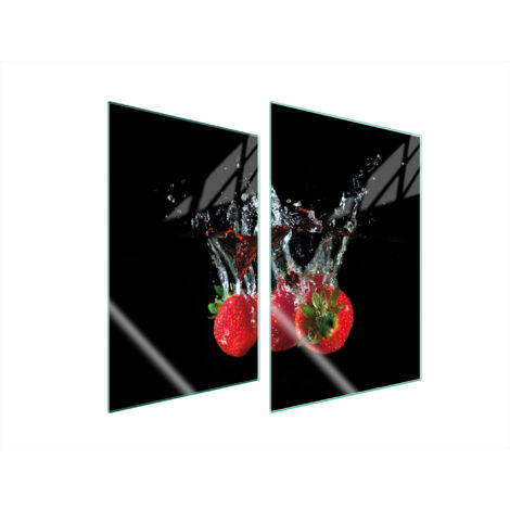 PLAQUE DE PROTECTION EN VERRE POUR CUISINE 2x35x52 FRAISES