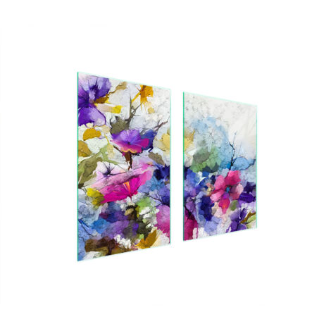 PLAQUE DE PROTECTION EN VERRE POUR CUISINE 65x52 FLEURS
