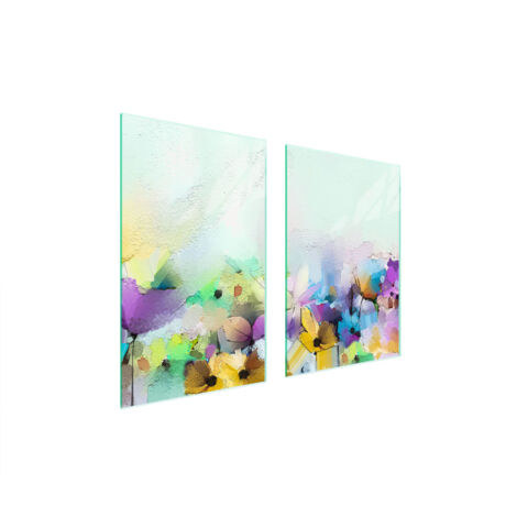 PLAQUE DE PROTECTION EN VERRE POUR CUISINE 65x52 FLEURS