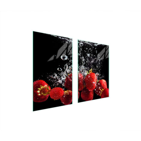 PLAQUE DE PROTECTION EN VERRE POUR CUISINE 65x52 FRAISES