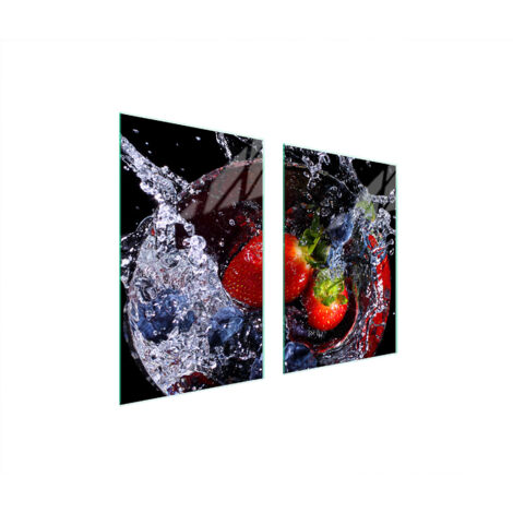 PLAQUE DE PROTECTION EN VERRE POUR CUISINE 65x52 FRAISES