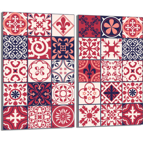 Plaque de protection en verre pour poêle 2x30x52 Mosaïque