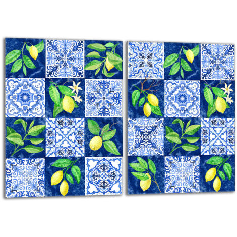 Plaque de protection en verre pour poêle 2x40x52 Mosaïque
