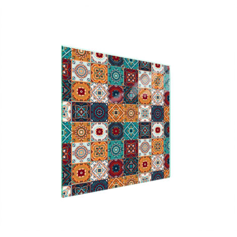 PLAQUE DE PROTECTION EN VERRE POUR POÊLE 50x52 MOSAÏQUE