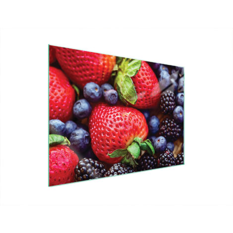 PLAQUE DE PROTECTION EN VERRE POUR POÊLE 70x52 FRAISES