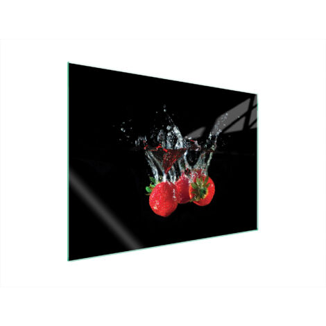 PLAQUE DE PROTECTION EN VERRE POUR POÊLE 70x52 FRAISES