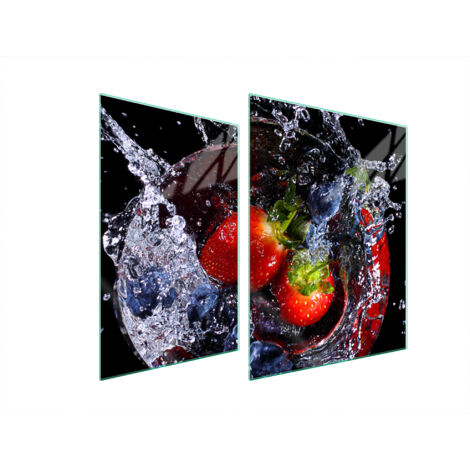 PLAQUE DE PROTECTION EN VERRE POUR POÊLE 70x52 FRAISES