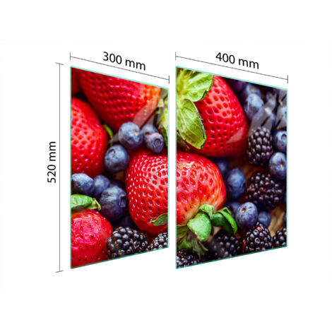 PLAQUE DE PROTECTION EN VERRE POUR POÊLE 70x52 FRAISES