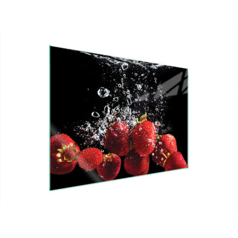 PLAQUE DE PROTECTION EN VERRE POUR POÊLE 70x52 FRAISES