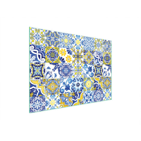 PLAQUE DE PROTECTION EN VERRE POUR POÊLE 70x52 MOSAÏQUE
