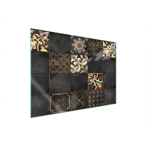 PLAQUE DE PROTECTION EN VERRE POUR POÊLE 70x52 MOSAÏQUE