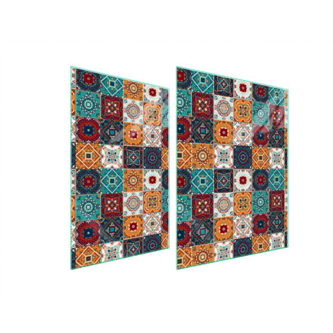 PLAQUE DE PROTECTION EN VERRE POUR POÊLE 70x52 MOSAÏQUE