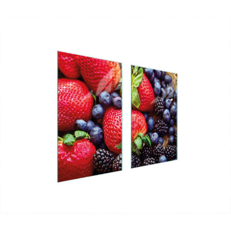 PLAQUE DE PROTECTION EN VERRE POUR POÊLE 75x52 FRAISES