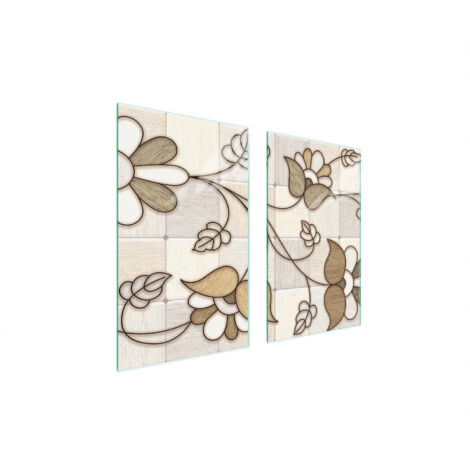 PLAQUE DE PROTECTION EN VERRE POUR POÊLE 75x52 MOSAÏQUE