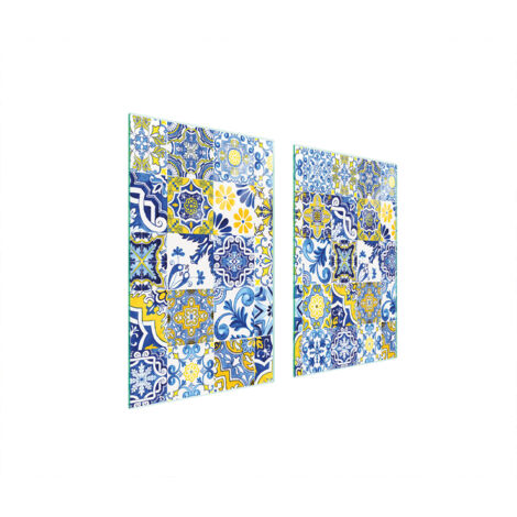 PLAQUE DE PROTECTION EN VERRE POUR POÊLE 75x52 MOSAÏQUE