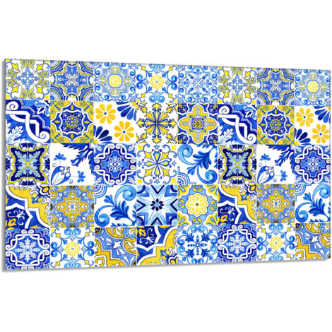 Plaque de protection en verre pour poêle 80x52 Mosaïque
