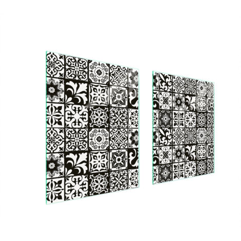 PLAQUE DE PROTECTION EN VERRE POUR POÊLE 85x52 MOSAÏQUE