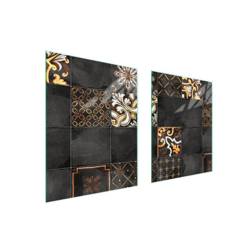 PLAQUE DE PROTECTION EN VERRE POUR POÊLE 85x52 MOSAÏQUE