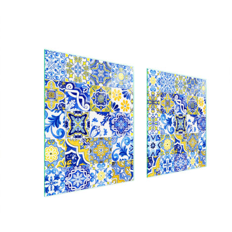 PLAQUE DE PROTECTION EN VERRE POUR POÊLE 85x52 MOSAÏQUE
