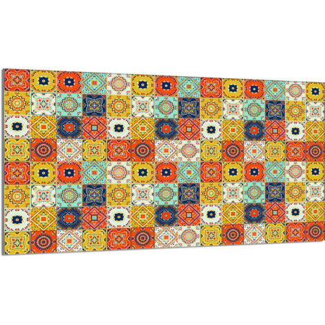 Plaque de protection en verre pour poêle 90x52 Mosaïque