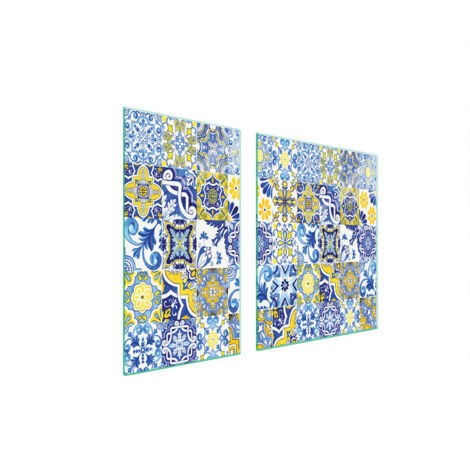 PLAQUE DE PROTECTION EN VERRE POUR POÊLE 90x52 MOSAÏQUE