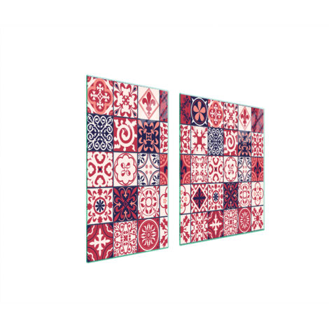 PLAQUE DE PROTECTION EN VERRE POUR POÊLE 90x52 MOSAÏQUE