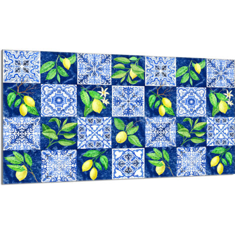 Plaque de protection en verre pour poêle 90x52 Mosaïque