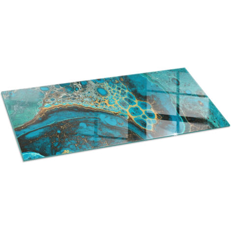 Plaque de protection en verre trempé pour cheminée protection contre les étincelles Motif organique abstrait 125x50 cm
